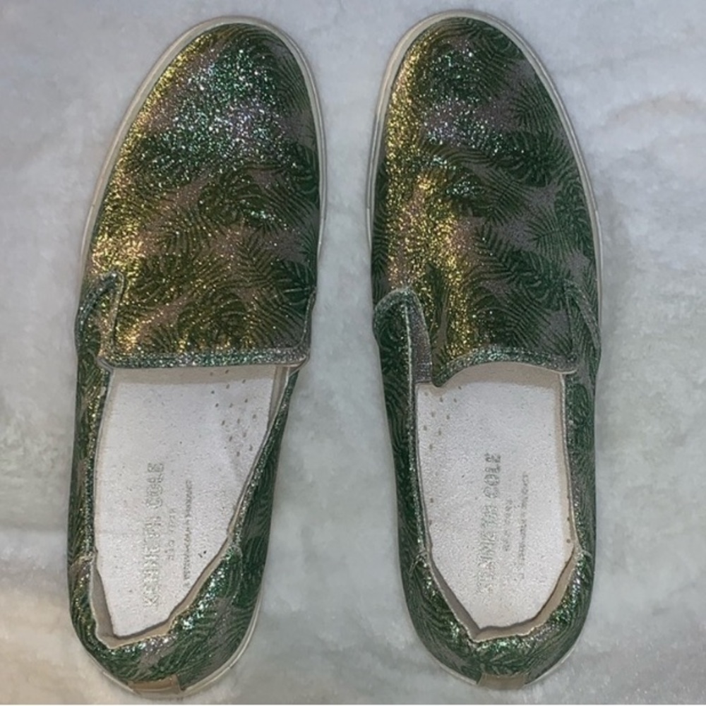 🧿 KENNETH COLE Green Glitter Platform Sneakers Shoes NWT 9.5